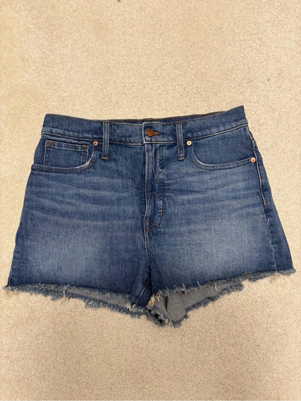 Madewell Blue Frayed Hem Denim Shorts